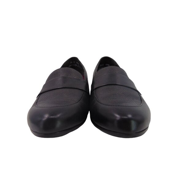 Munro Womens Black Leather Loafers 9.5 Heels Kiera Lizard Embossed Made USA - Picture 5 of 13